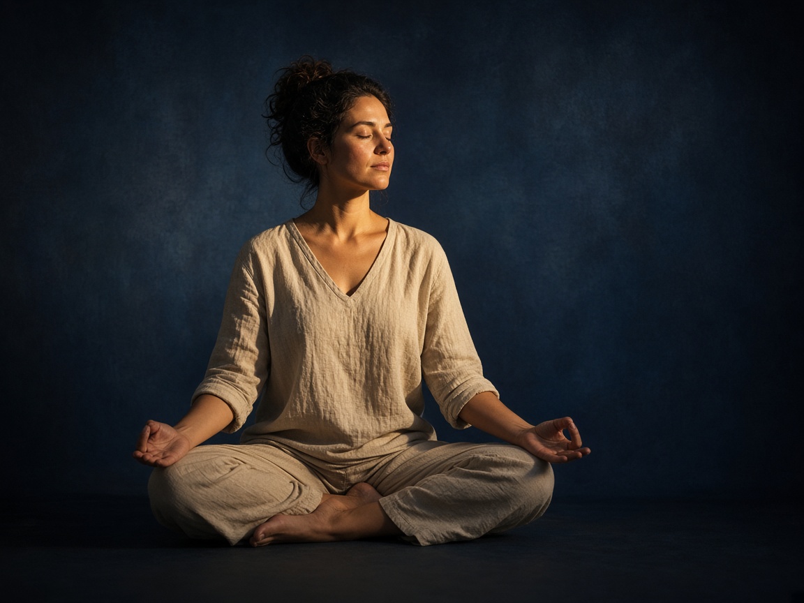Persona en meditación con luz cálida